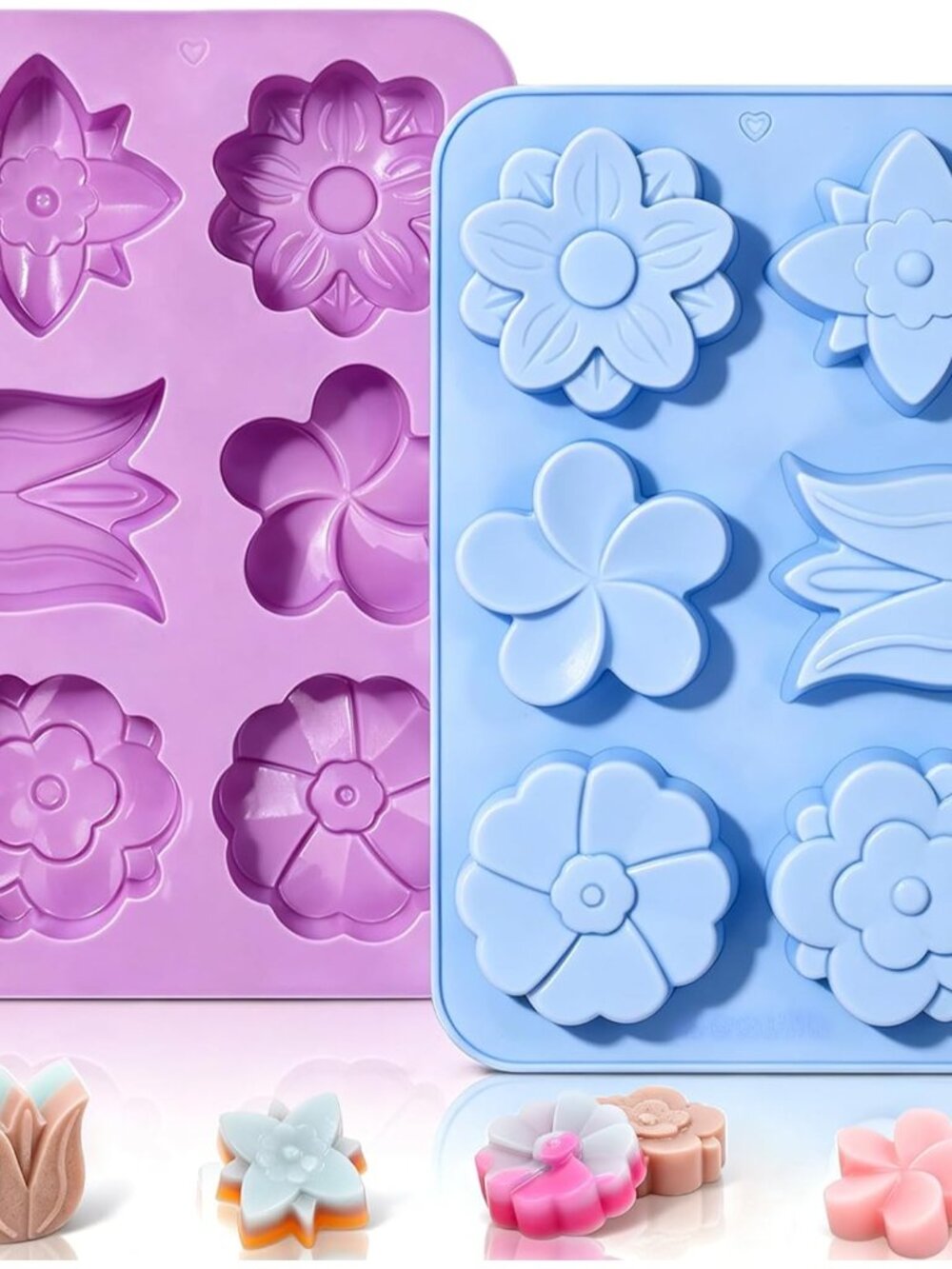 Silicone Molds for Crafts, 2 Pack Tulip and Flower Soap Molds